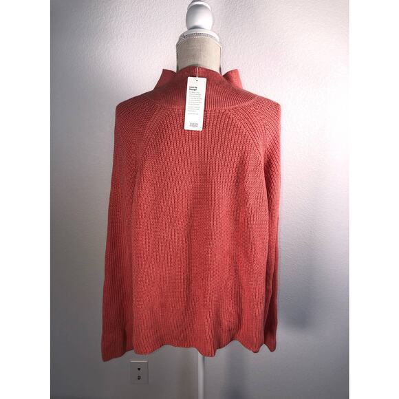 Eileen Fisher Raglan Sleeve Mock Neck Sweater in Pink - XL - Picture 3 of 5